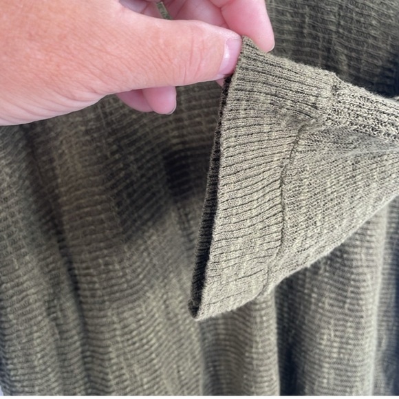Eileen Fisher Olive Organic Linen/Cotton Blend Hooded Tunic Sweater Sz L - Picture 6 of 7